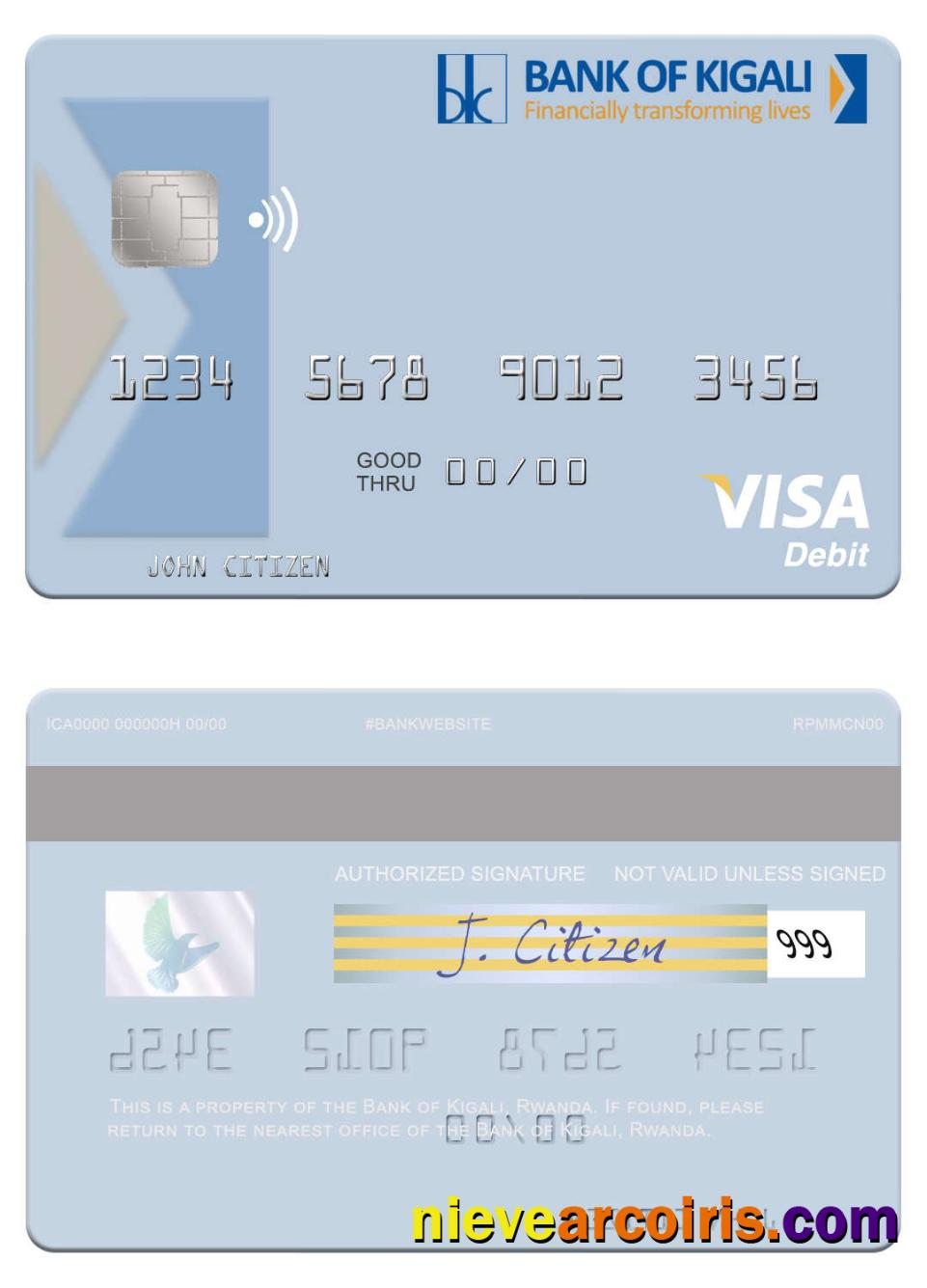 Rwanda Bank of Kigali visa debit card